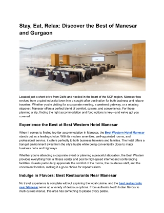 Stay, Eat, Relax_ Discover the Best of Manesar and Gurgaon
