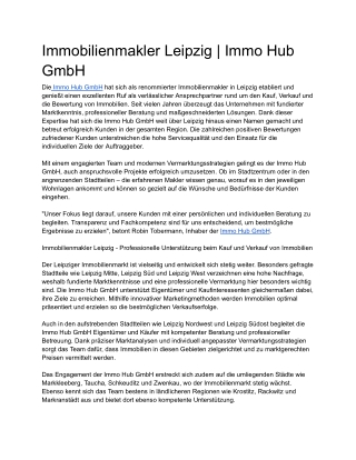 Immobilienmakler Leipzig _ Immo Hub GmbH