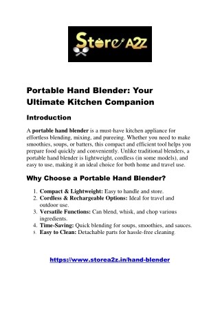 Everything You Need to Know Before Buying a Portable Hand Blender