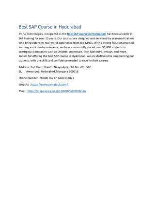 SAP Training in Hyderabad