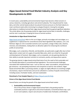algae based animal feed market industry analysis