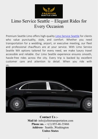 Limo Service Seattle – Elegant Rides for Every Occasion