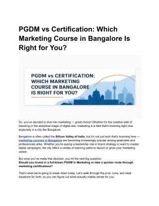 PGDM vs Certification_ Which Marketing Course in Bangalore Is Right for You_