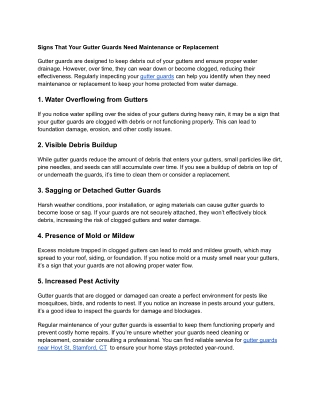 Signs That Your Gutter Guards Need Maintenance or Replacement