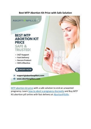 Best MTP Abortion Kit Price with Safe Solution