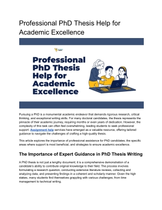 Professional PhD Thesis Help for Academic Excellence