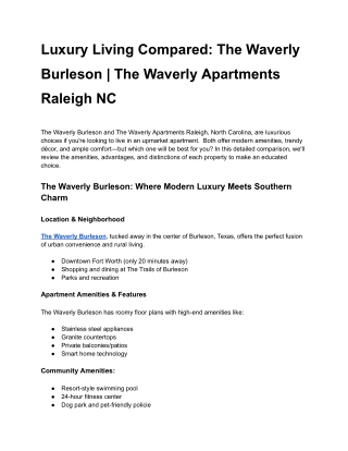 Luxury Living Compared_ The Waverly Burleson _ The Waverly Apartments Raleigh NC