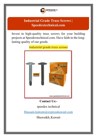 Industrial Grade Truss Screws | Speedextechnical.com