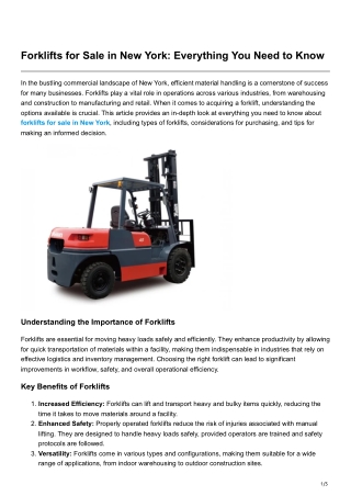 Forklifts for Sale in New York Everything You Need to Know