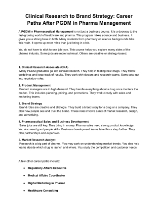 Clinical Research to Brand Strategy_ Career Paths After PGDM in Pharma Management
