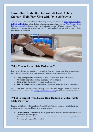 Laser Hair Reduction in Borivali East