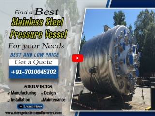 Stainless Steel Pressure Vessel Manufacturers in Chennai