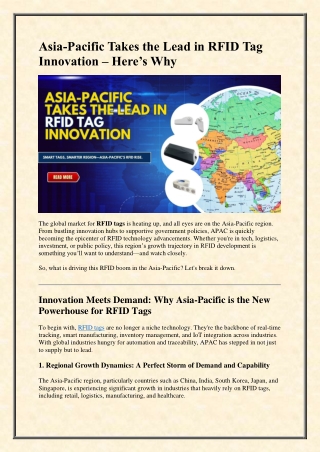 Asia Pacific Takes the Lead in RFID Tag Innovation – Here’s Why