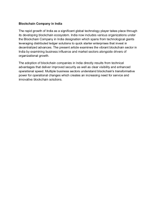 Blockchain Company in India