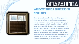 Enhance Your Home Decor with Window Blinds from Suppliers in Delhi NCR