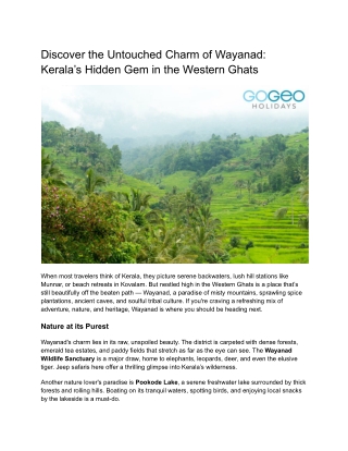 Discover the Untouched Charm of Wayanad_ Kerala’s Hidden Gem in the Western Ghats