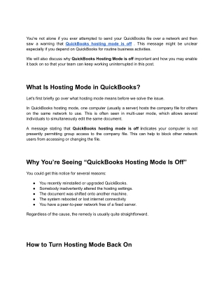 What It Means When QuickBooks Hosting Mode Is Off – And How to Fix It