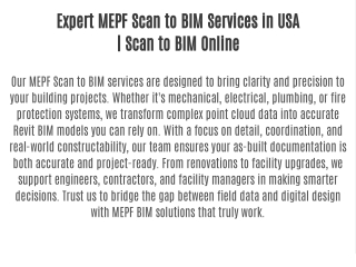 expert mepf scan to bim services in usa scan