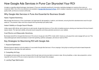 How Google Ads Services in Pune Can Skyrocket Your ROI