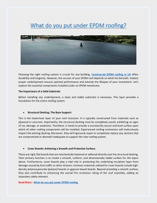 What do you put under EPDM roofing?