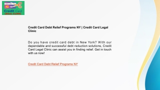 Credit Card Debt Relief Programs NY  Credit Card Legal Clinic