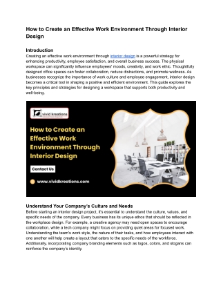 How to Create an Effective Work Environment Through Interior Design