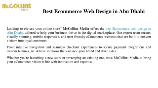 Best Ecommerce Web Design in Abu Dhabi
