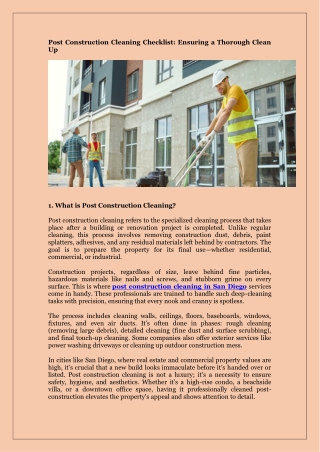 Post Construction Cleaning Checklist - Ensuring a Thorough Clean Up