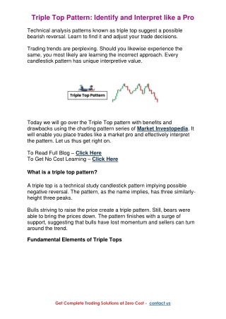 Triple Top Pattern in Trading Complete Guide PDF
