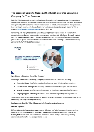 The Essential Guide to Choosing the Right Salesforce Consulting Company for Your Business