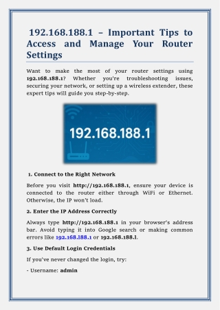 192.168.188.1 – Important Tips to Access and Manage Your Router Settings