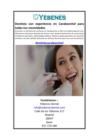 Dentista con experiencia en Carabanchel para todas tus necesidades