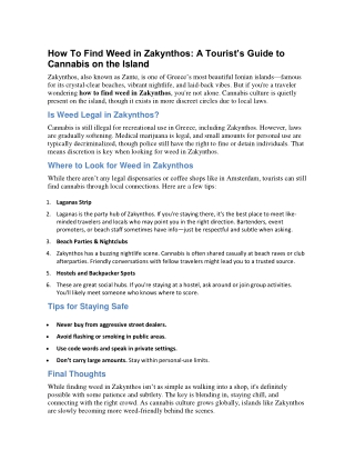How To Find Weed in Zakynthos A Tourist’s Guide to Cannabis on the Island