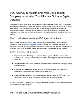 SEO Agency in Kolkata and Web Development Company in Kolkata_ Your Ultimate Guide to Digital Success