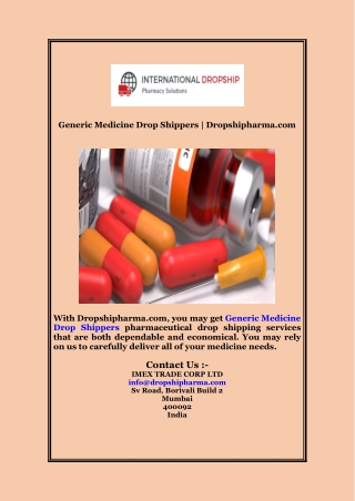 Generic Medicine Drop Shippers | Dropshipharma.com
