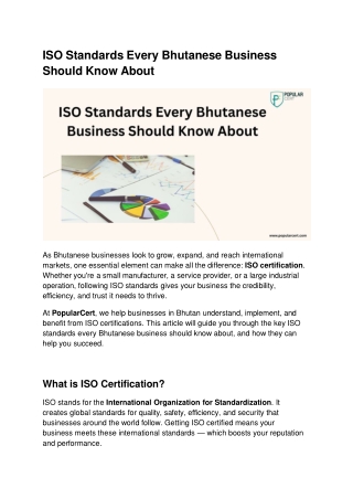 ISO Standards Every Bhutanese Business Should Know About