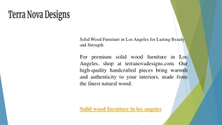 Solid Wood Furniture in Los Angeles for Lasting Beauty and Strength