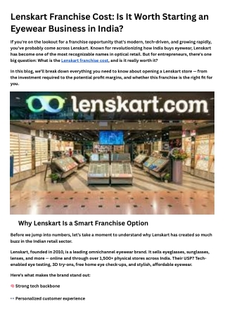Lenskart Franchise Cost