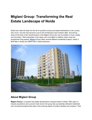 Miglani Group_ Transforming the Real Estate Landscape of Noida