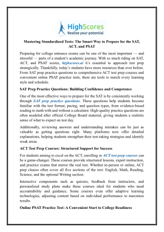 Online Psat Practice Test | Highscores.ai
