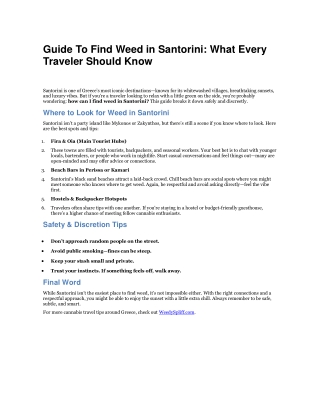 Guide To Find Weed in Santorini What Every Traveler Should Know