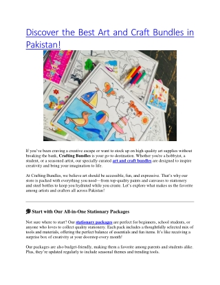 Discover the Best Art and Craft Bundles in Pakistan