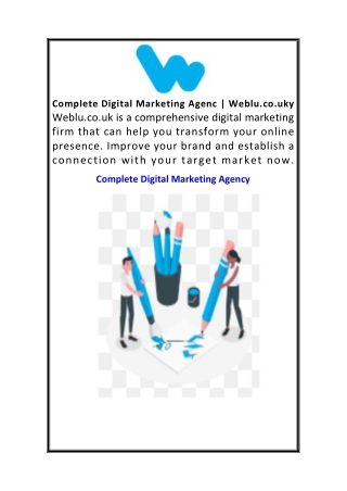 Complete Digital Marketing Agenc  Weblu.co.uky