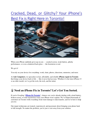Cracked, Dead, or Glitchy? Your iPhone’s Best Fix is Right Here in Toronto!
