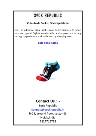Cute Ankle Socks  Sockrepublic.in