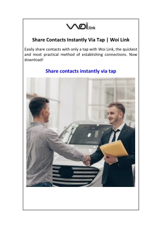 Share Contacts Instantly Via Tap  Woi Link