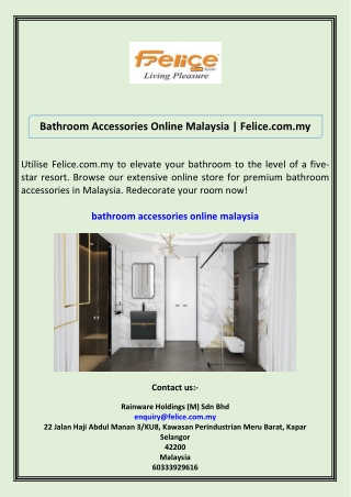 Bathroom Accessories Online Malaysia Felice.com.my