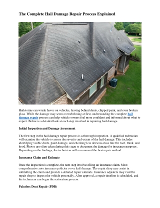 The Complete Hail Damage Repair Process Explained