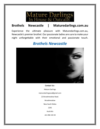Brothels Newcastle  Maturedarlings.com.au