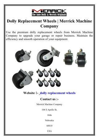 Dolly Replacement Wheels | Merrick Machine Company